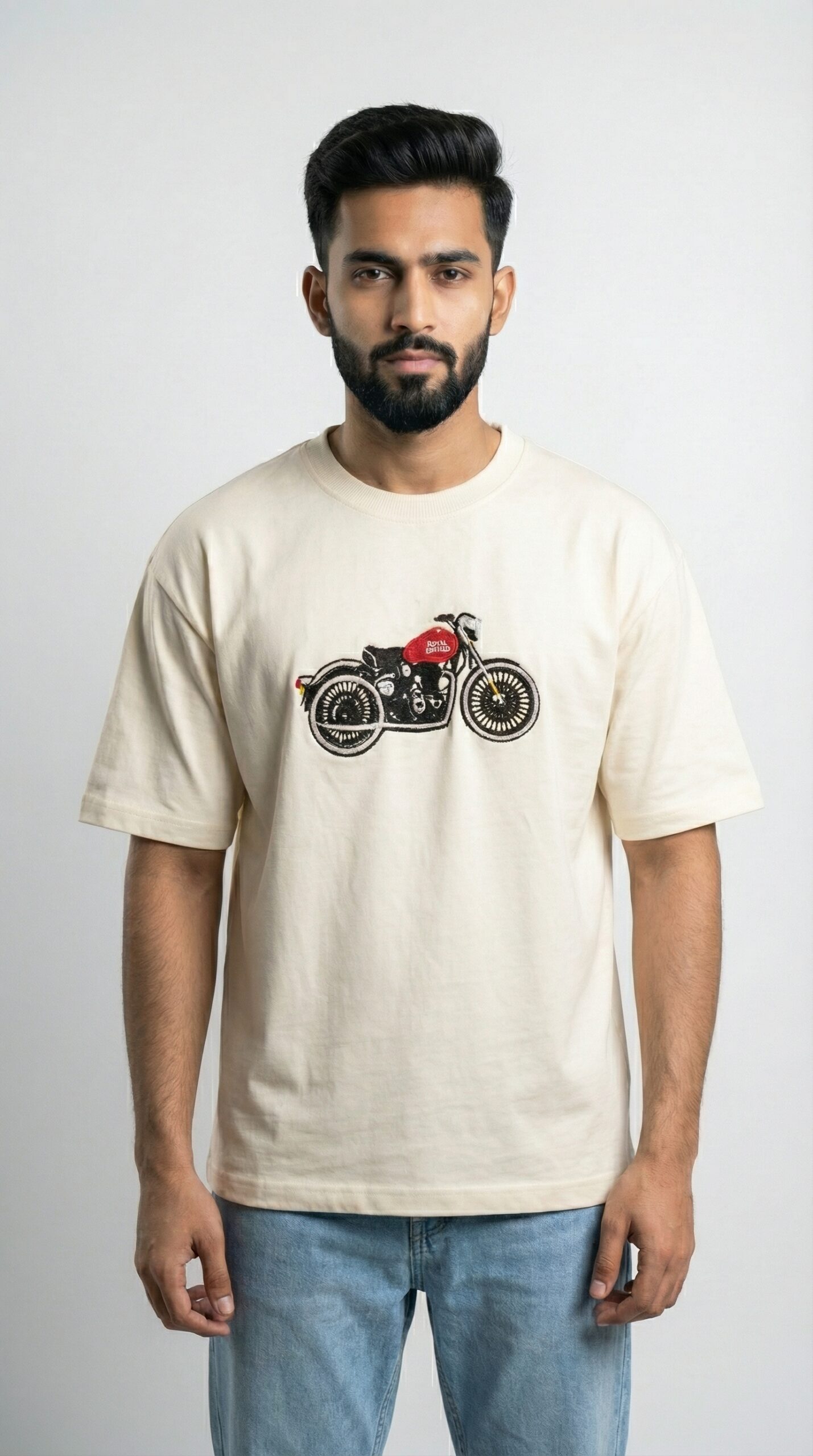 Derin Flex Signature Bike Print Beige T-Shirt - Image 4