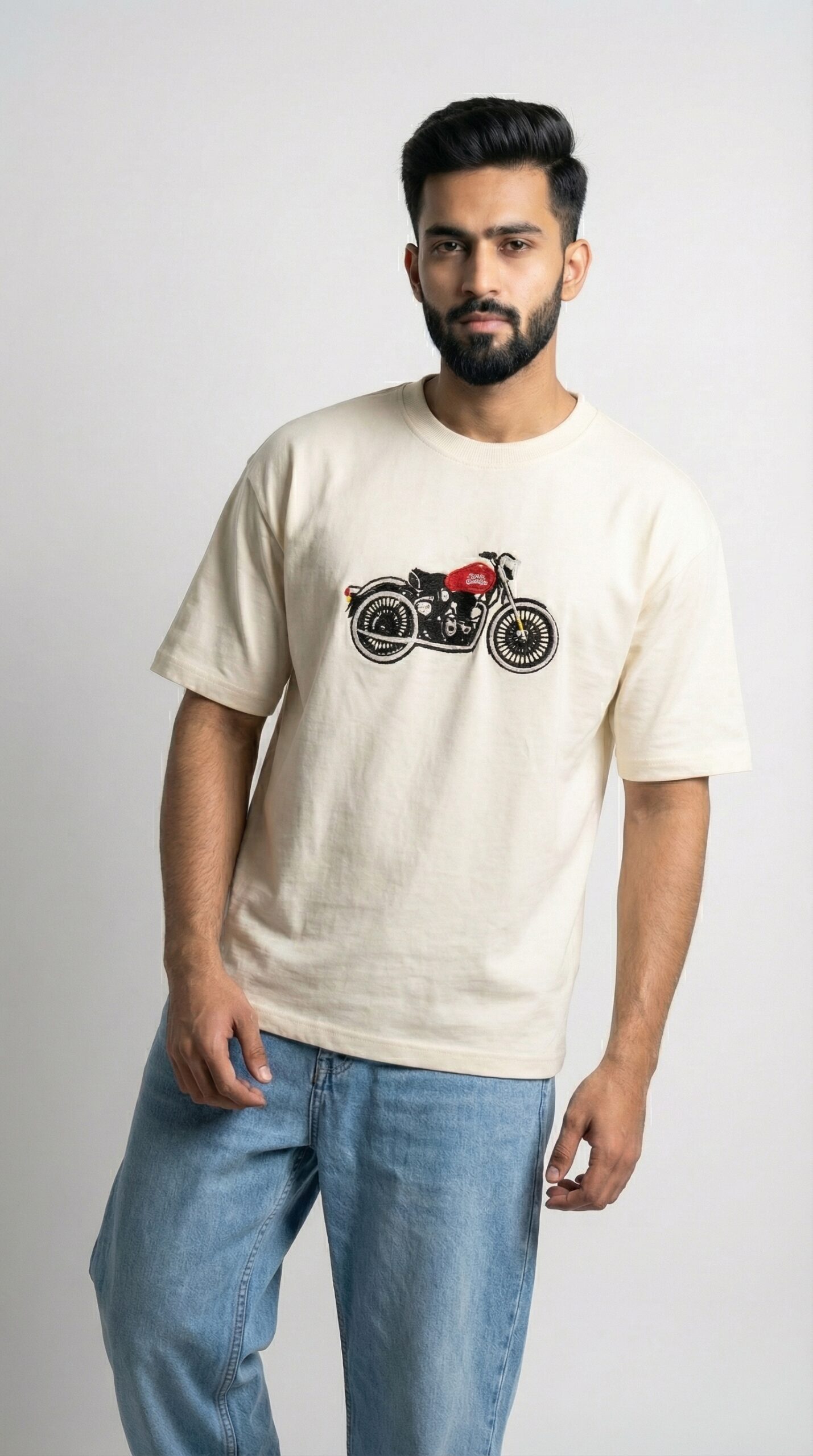 Derin Flex Signature Bike Print Beige T-Shirt - Image 2