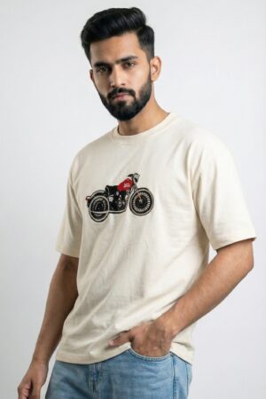 Derin Flex Signature Bike Print Beige T-Shirt