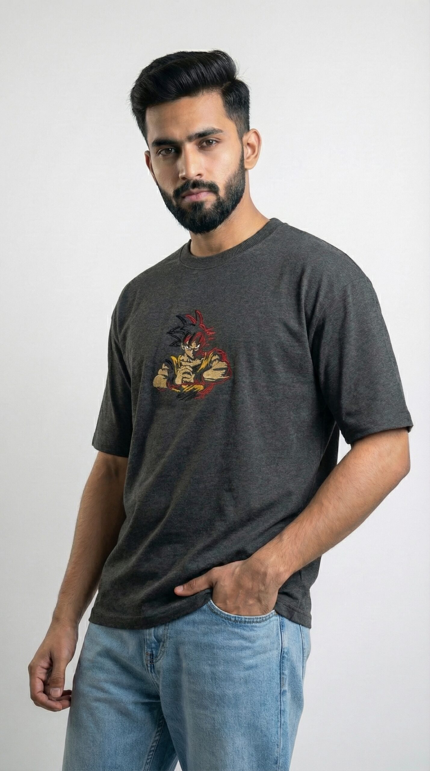 Derin Flex Anime Gray T-Shirt - Image 2