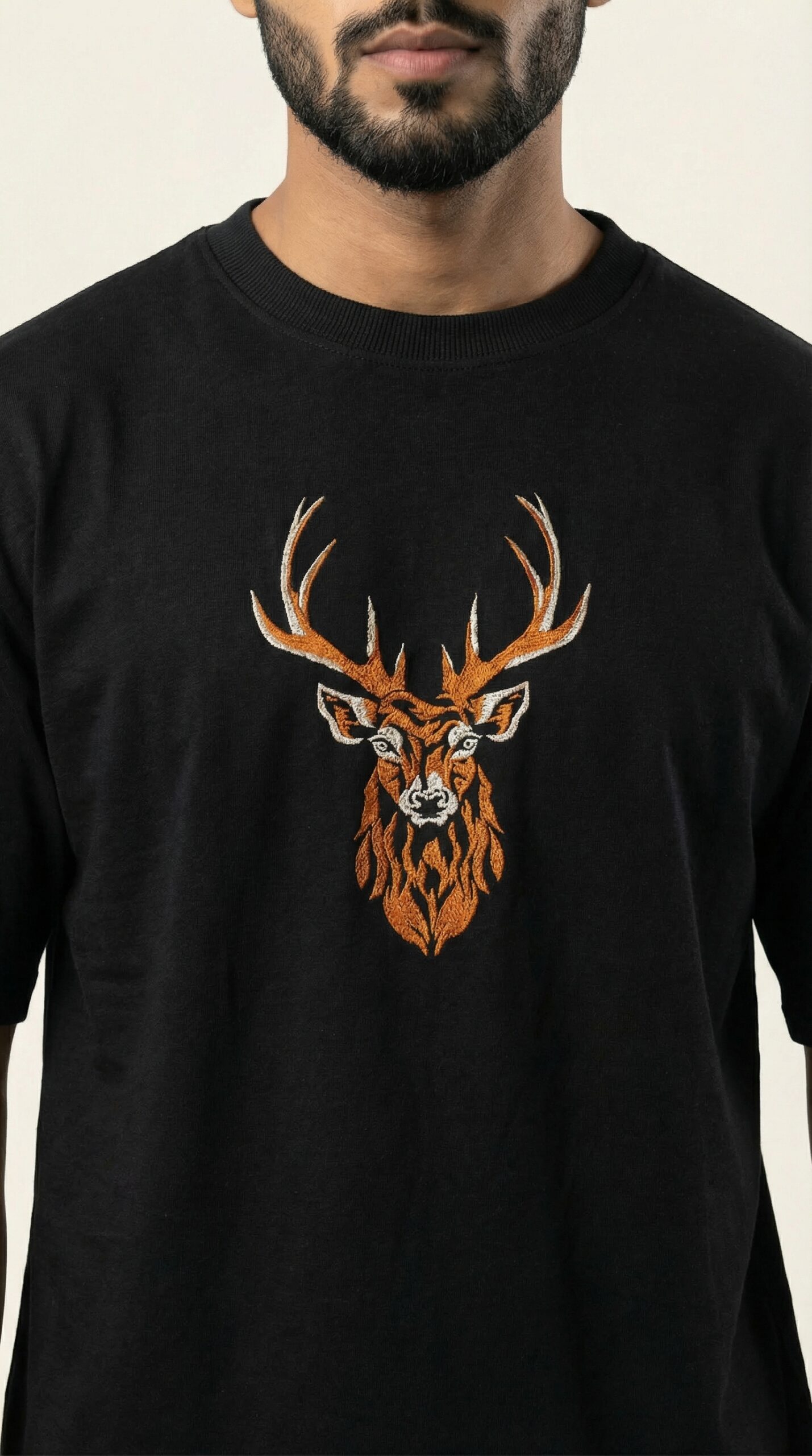 Derin Flex Big Deer Print Black T-Shirt - Image 2