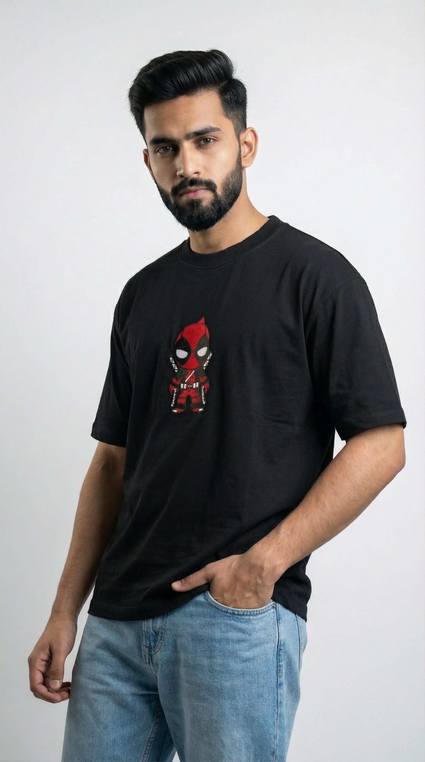 Derin Flex Comic Character Black T-Shirt - Image 4