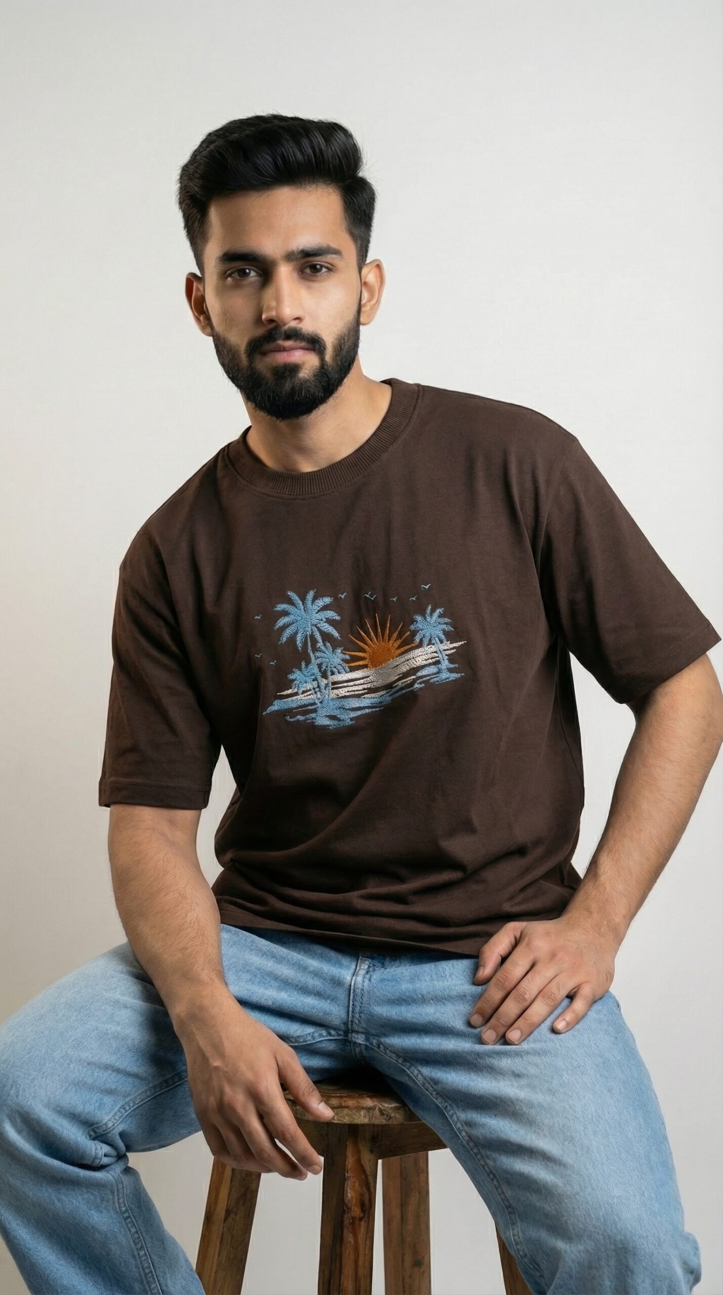 Derin Flex Goa Print Coffee T-Shirt - Image 4