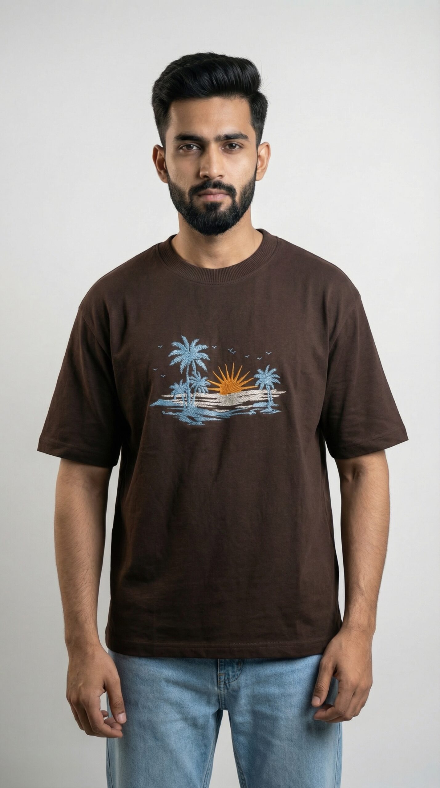Derin Flex Goa Print Coffee T-Shirt - Image 2