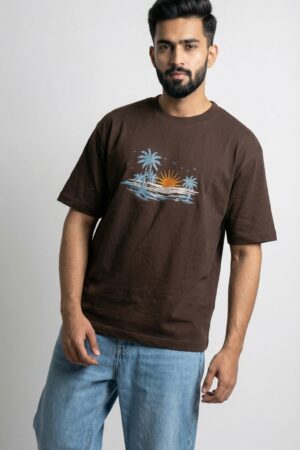 Derin Flex Goa Print Coffee T-Shirt