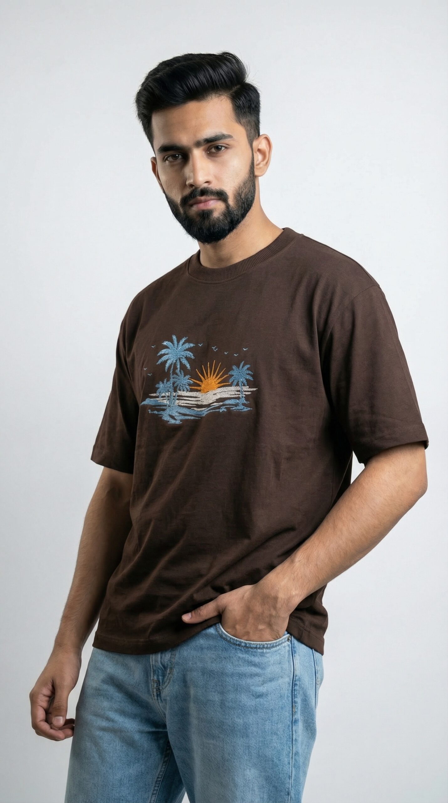 Derin Flex Goa Print Coffee T-Shirt - Image 3